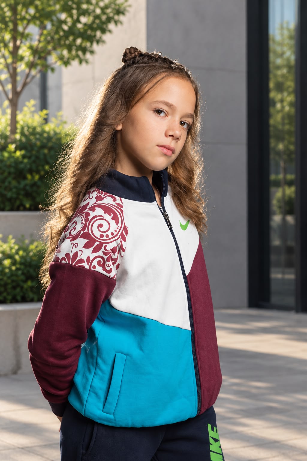 Girls’ Color-Block Zip-Up Jacket & Jogger Pants Set – Sporty Kids’ Tracksuit