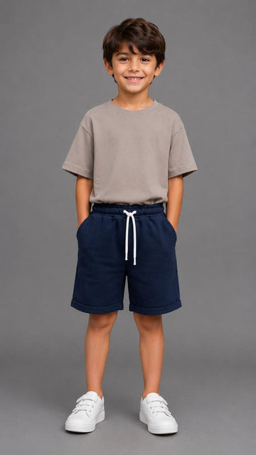 Kids Navy Blue Straight Leg Sweatpants with Adjustable Drawstring Waist & Side Pockets