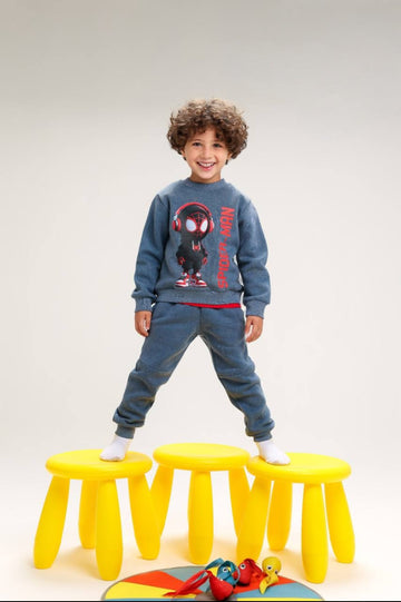 Boys’ Spider-Man Graphic Sweatshirt & Jogger Pants Set – Casual Kids’ Outfit