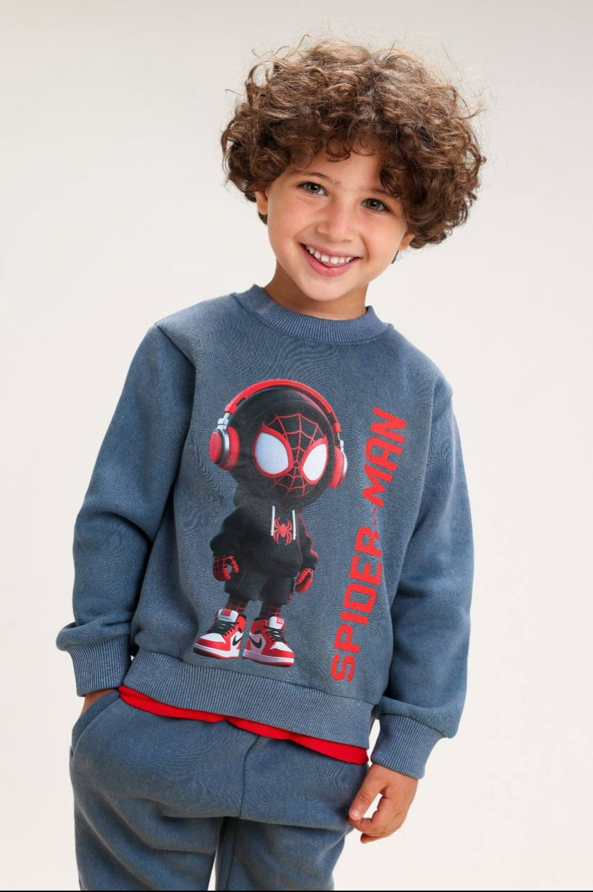 Boys’ Spider-Man Graphic Sweatshirt & Jogger Pants Set – Casual Kids’ Outfit
