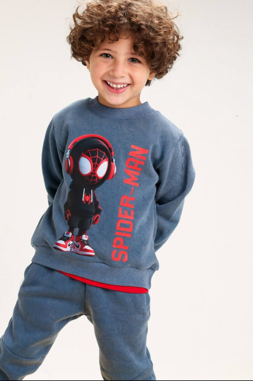 Boys’ Spider-Man Graphic Sweatshirt & Jogger Pants Set – Casual Kids’ Outfit