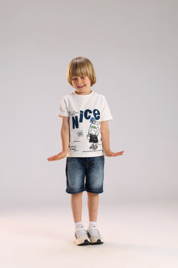 Boys Graphic T-Shirt & Denim Shorts Set – Casual Summer Outfit