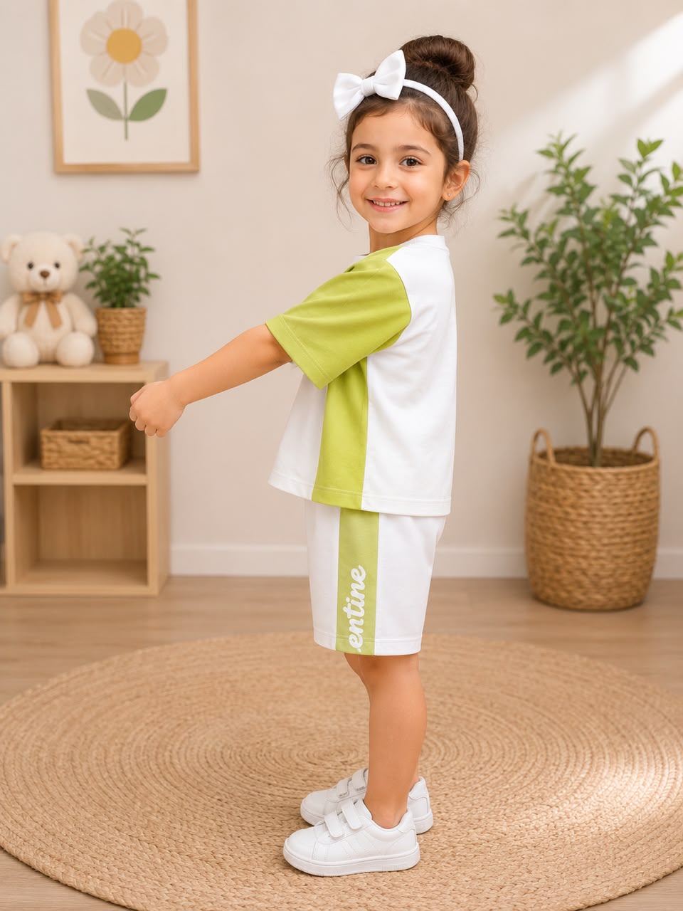 Girls Graphic T-Shirt & Denim Skirt Set – White Summer Casual Outfit (Copy 5)