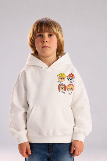 Kids’ White Paw Patrol Graphic Hoodie with Kangaroo Pocket – Character Sweatshirt