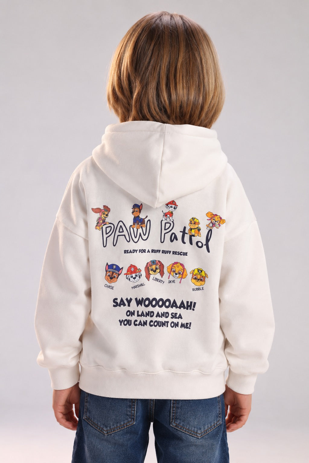 Kids’ White Paw Patrol Graphic Hoodie with Kangaroo Pocket – Character Sweatshirt