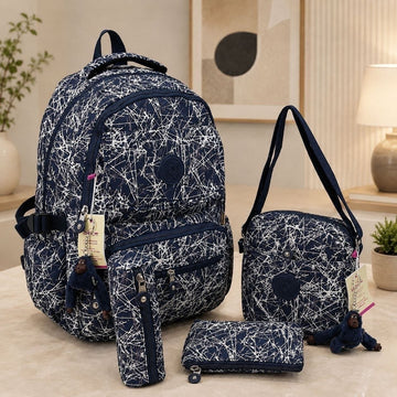 Girls Multi-Compartment Backpack Set with Crossbody Bag & Accessories – Lightweight Casual Travel Bag