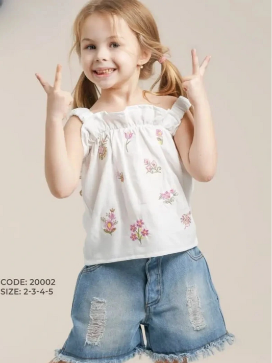Spring Blossom whiteTop - Girls