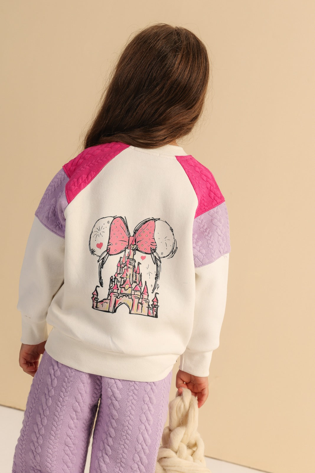 Girls’ Princess Cable Knit Sweatshirt & Pants Set – Cozy Two-Piece Outfit