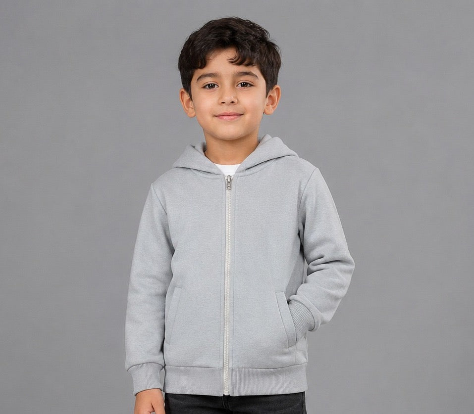 Milton Kids’ grey Zip-Up Hoodie – Comfortable Casual School Hoodie
