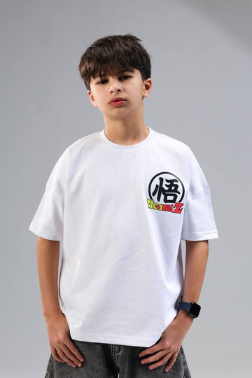 Boys Oversized Graphic T-Shirt – White Short Sleeve Casual Streetwear Tee