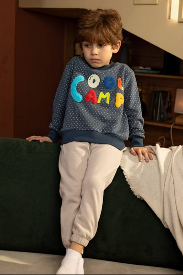Kids’ Printed Sweatshirt – Colorful “Cool Camp” Design, Long Sleeve Casual Top