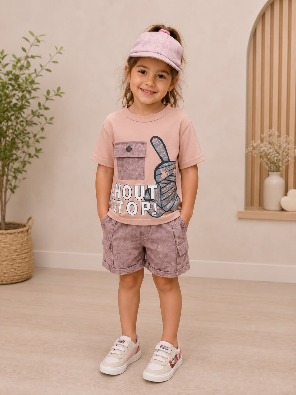 Girls Graphic T-Shirt & Denim Skirt Set – White Summer Casual Outfit (Copy 2)