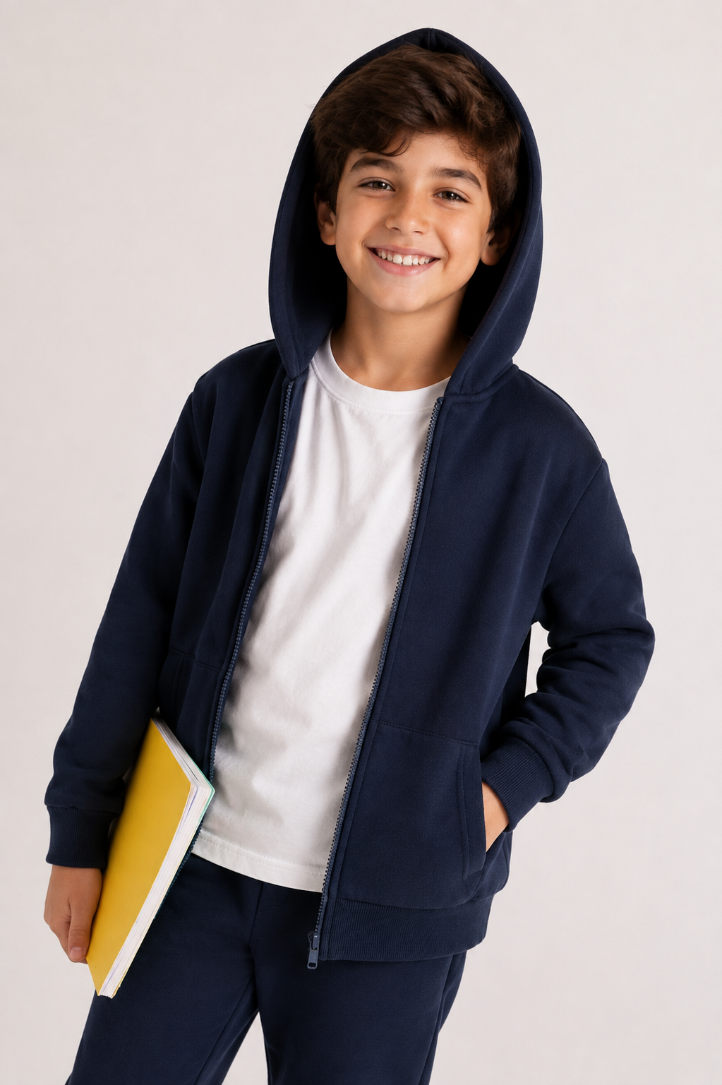 Milton Kids’ Navy Zip-Up Hoodie – Comfortable Casual School Hoodie