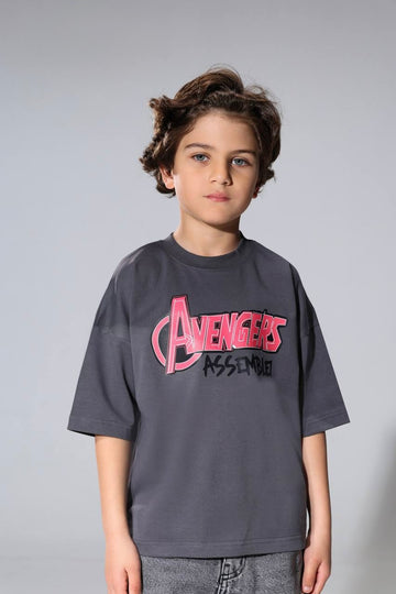 Kids Avengers Graphic Oversized T-Shirt – Soft Cotton Casual Tee for Boys