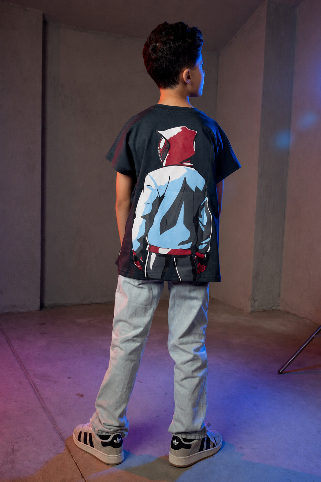 Boys Spider Hero Graphic T-Shirt – Black Short Sleeve Cotton Tee