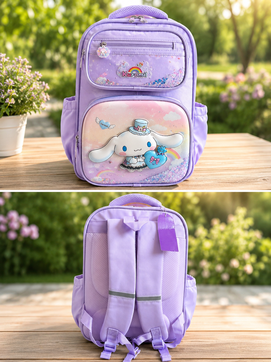 Girls’ Frozen School Backpack – 3-Compartment Pink & Purple Kids Backpack