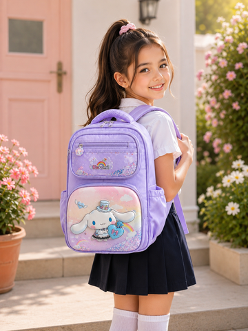 Girls’ Frozen School Backpack – 3-Compartment Pink & Purple Kids Backpack