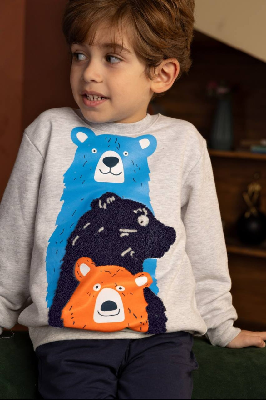 Boys’ Bear Graphic Sweatshirt & Jogger Set – Cozy Casual 2-Piece Outfit