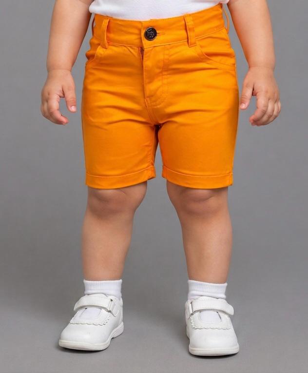 Kids Gabardine Chino Shorts – Bright Orange Casual Summer Shorts with Stretch Comfort