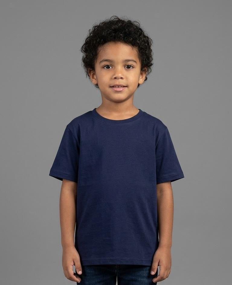 Boys Basic Cotton T-Shirt – Navy Blue Short Sleeve Everyday Essential Tee