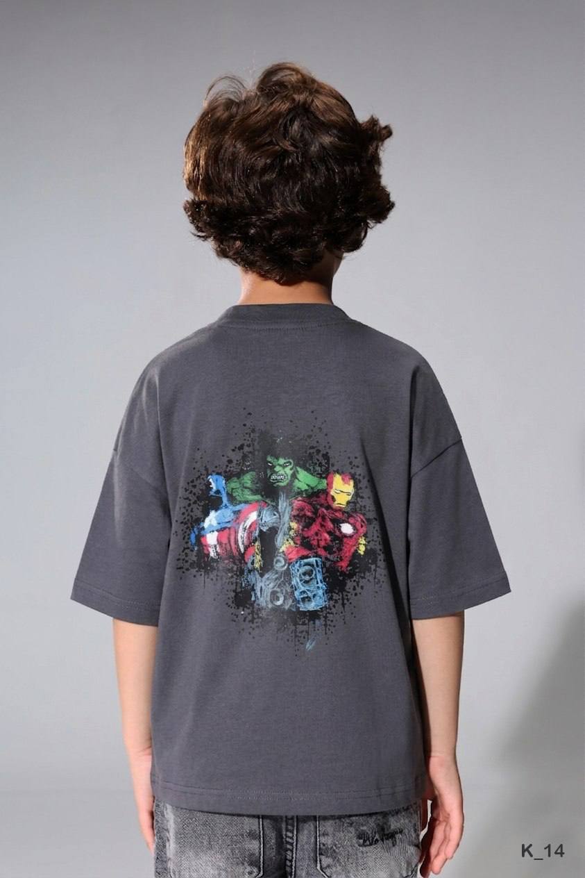 Kids Avengers Graphic Oversized T-Shirt – Soft Cotton Casual Tee for Boys
