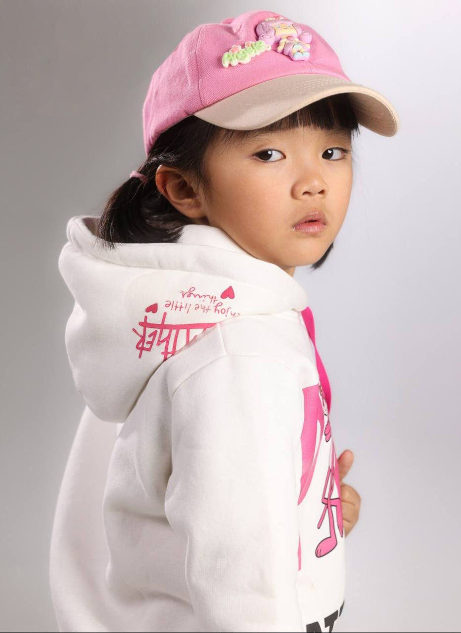 Girls’ Pink Graphic Hoodie & Wide-Leg Pants Set – Casual Kids’ Outfit