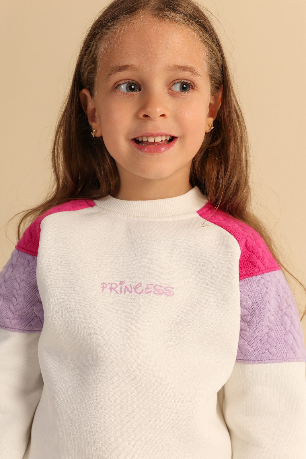 Girls’ Princess Cable Knit Sweatshirt & Pants Set – Cozy Two-Piece Outfit