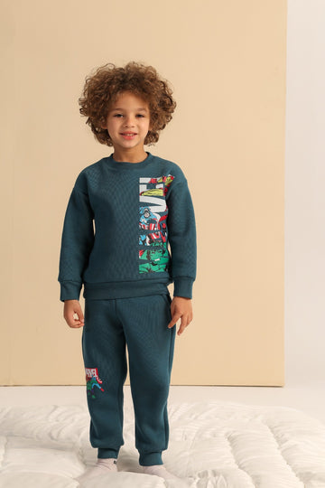 Boys’ Marvel Superhero Sweatshirt & Jogger Set – Cozy Graphic Tracksuit