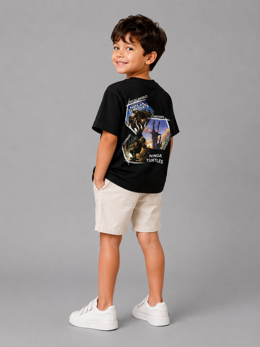 Boys Teenage Mutant Ninja Turtles Graphic T-Shirt – Soft Cotton Casual Tee in Black