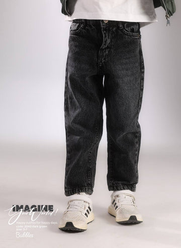 Kids Washed Black Straight-Leg Jeans – Classic Denim Pants