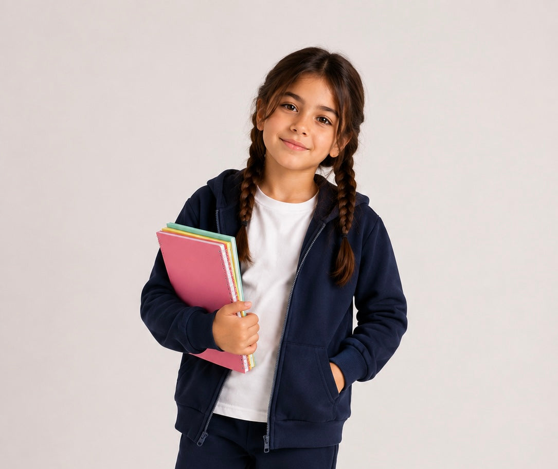 Milton Kids’ Navy Zip-Up Hoodie – Comfortable Casual School Hoodie