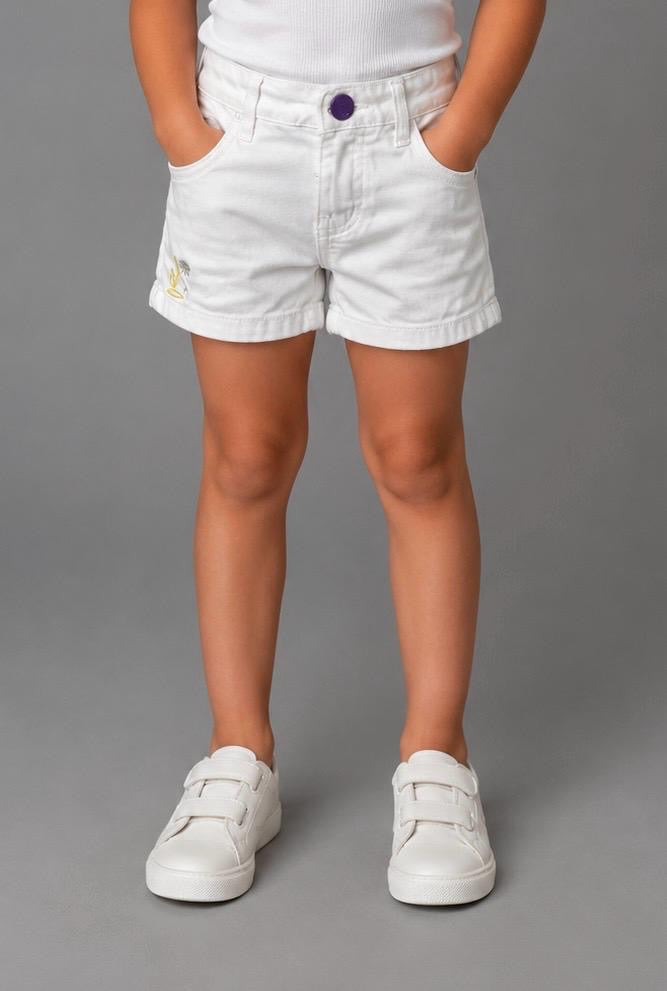Girls White Denim Shorts – High-Waisted Casual Summer Shorts