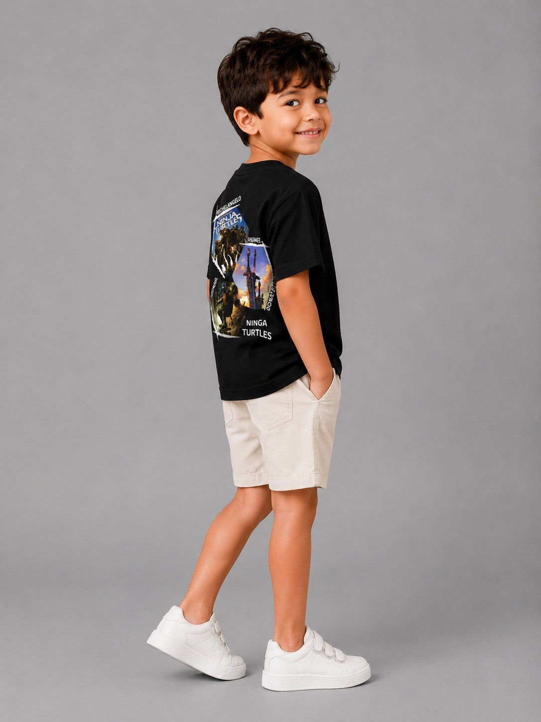Boys Teenage Mutant Ninja Turtles Graphic T-Shirt – Soft Cotton Casual Tee in Black