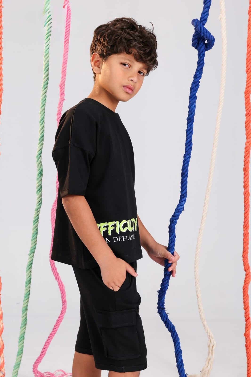 Boys Graphic Pajama Set – Black Short Sleeve T-Shirt & Matching Shorts