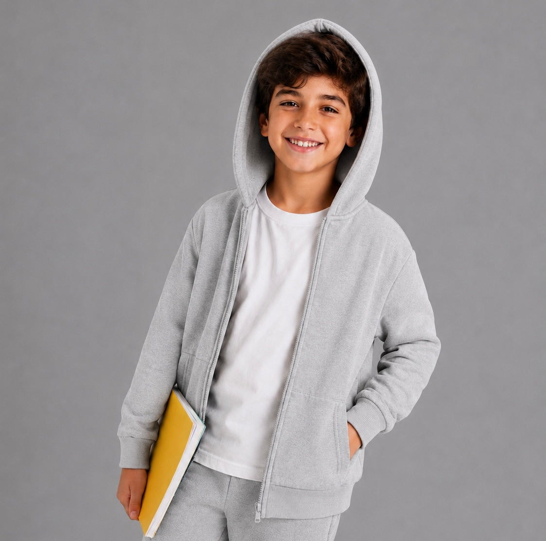 Milton Kids’ grey Zip-Up Hoodie – Comfortable Casual School Hoodie