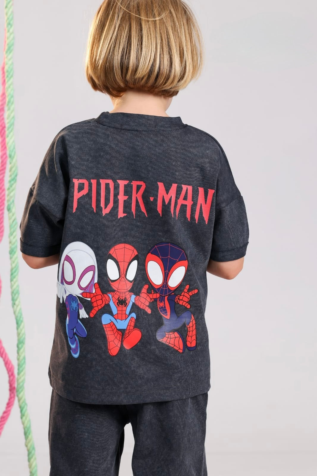 Boys Spider-Man Short Sleeve Pajama Set – Charcoal Graphic T-Shirt & Matching Shorts Sleepwear