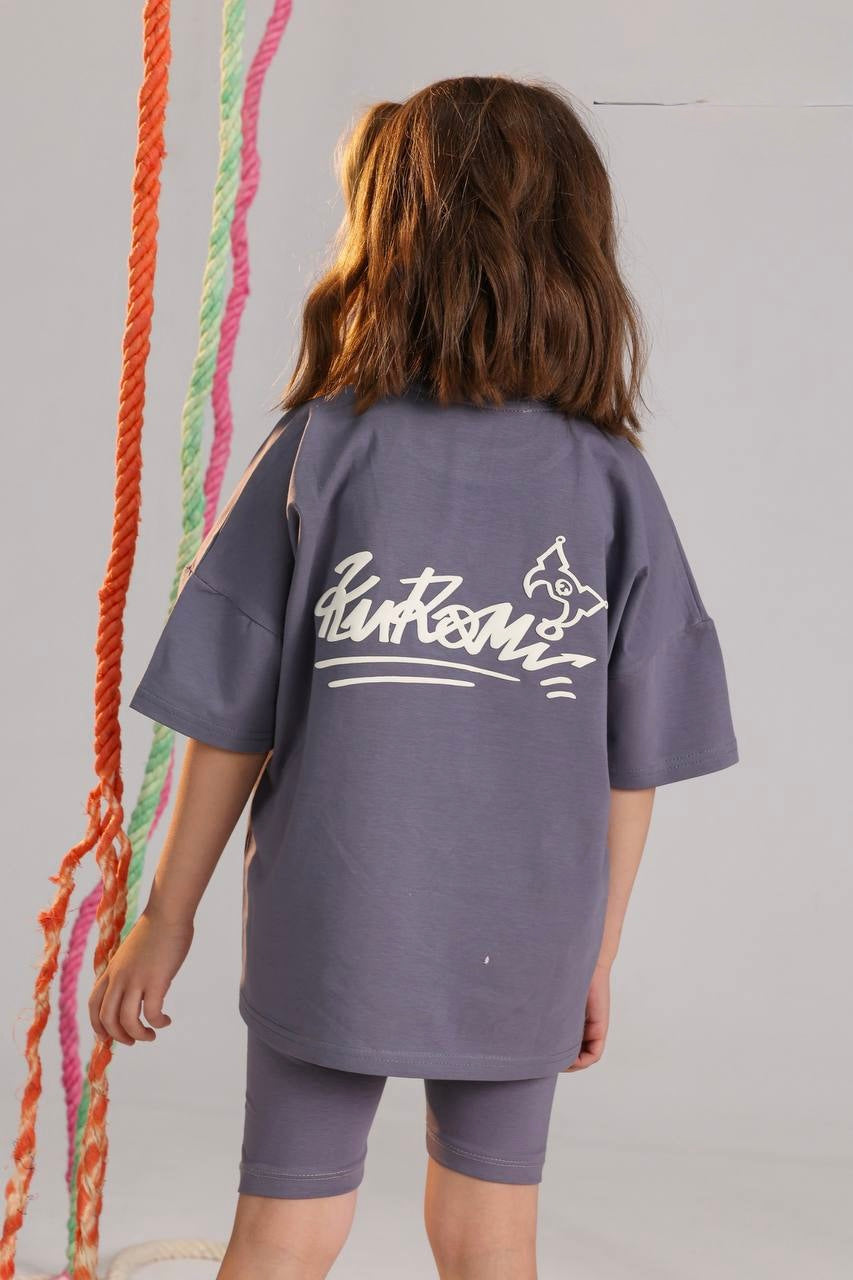 Girls Kuromi Graphic Oversized T-Shirt – Soft Cotton Casual Tee (Ages 2–10)