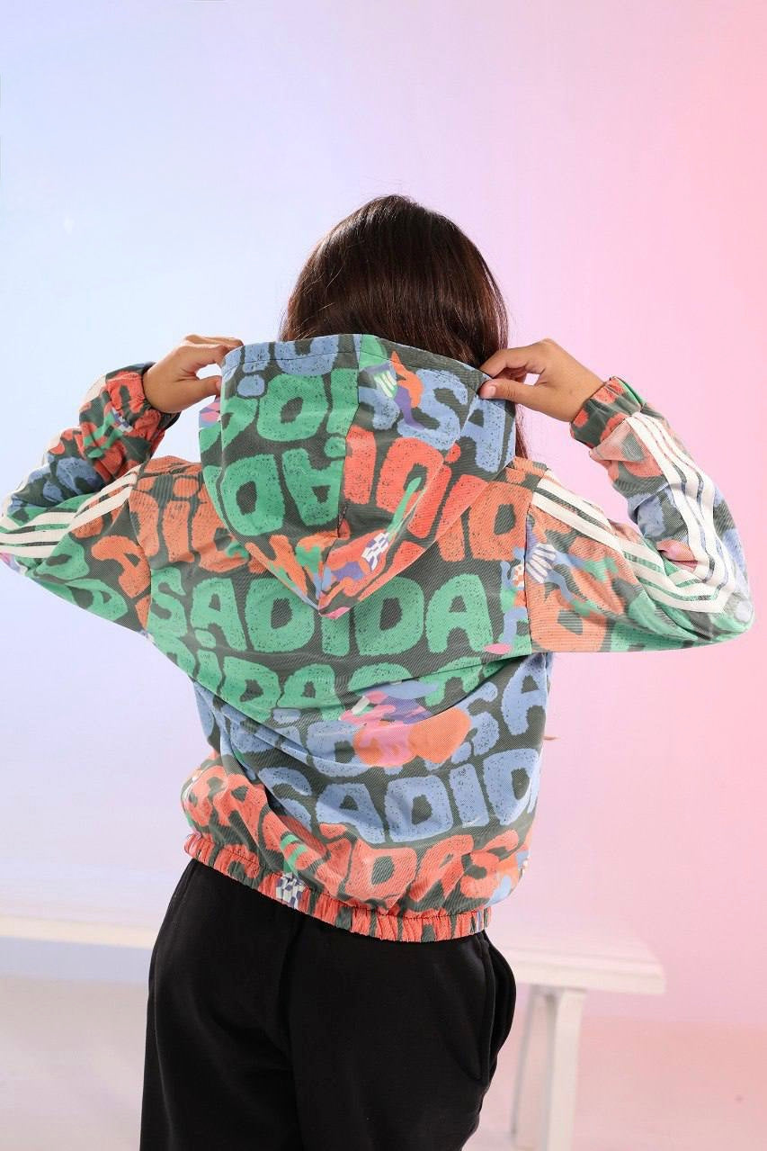 Girls Printed Hoodie & Jogger Pants Set – Multicolor Casual Sportswear Outfit