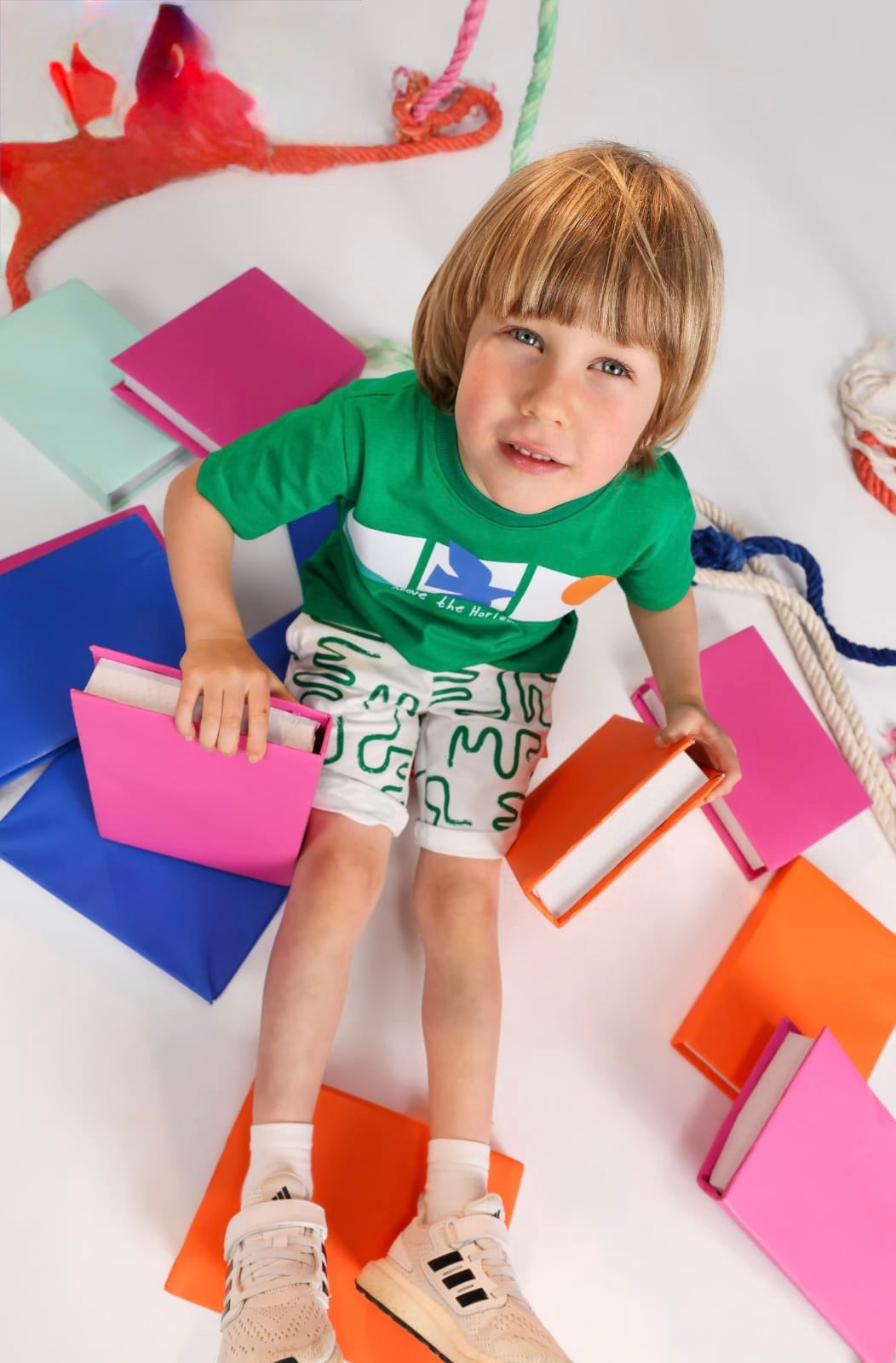 Boys Green Cotton T-Shirt & Printed Shorts Set – Casual Summer Outfit (Ages 2–4)