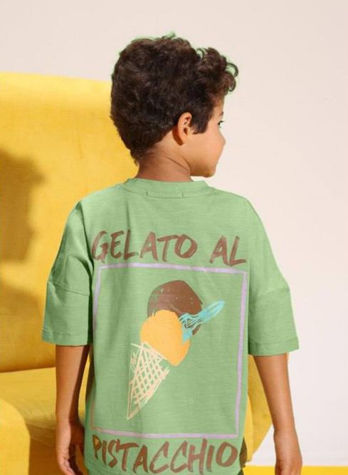Kids Oversized Homewear Set – Short Sleeve T-Shirt & Matching Shorts in Sage Green