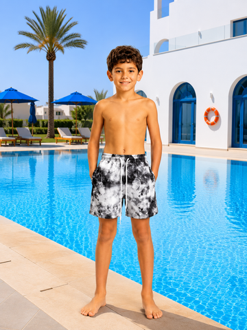 Kids Tie-Dye Swim Shorts for Boys – Quick-Dry Elastic Waist Beach