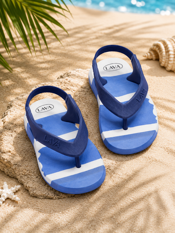LAVA Kids Flip Flops with Back Strap – Blue Motion Lightweight Beach Sandals