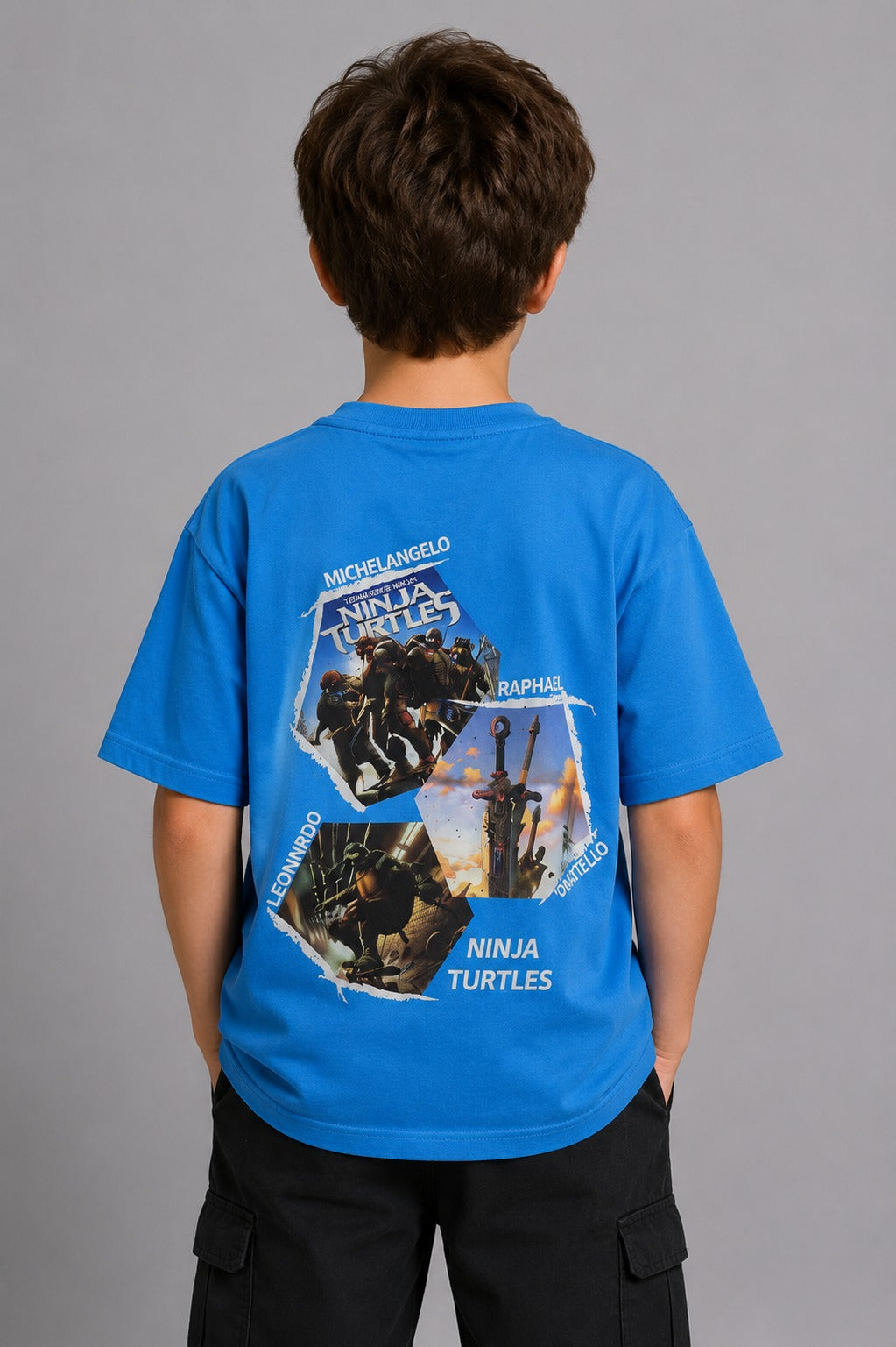 Boys Teenage Mutant Ninja Turtles Graphic T-Shirt – Oversized Casual Cotton Tee in Blue