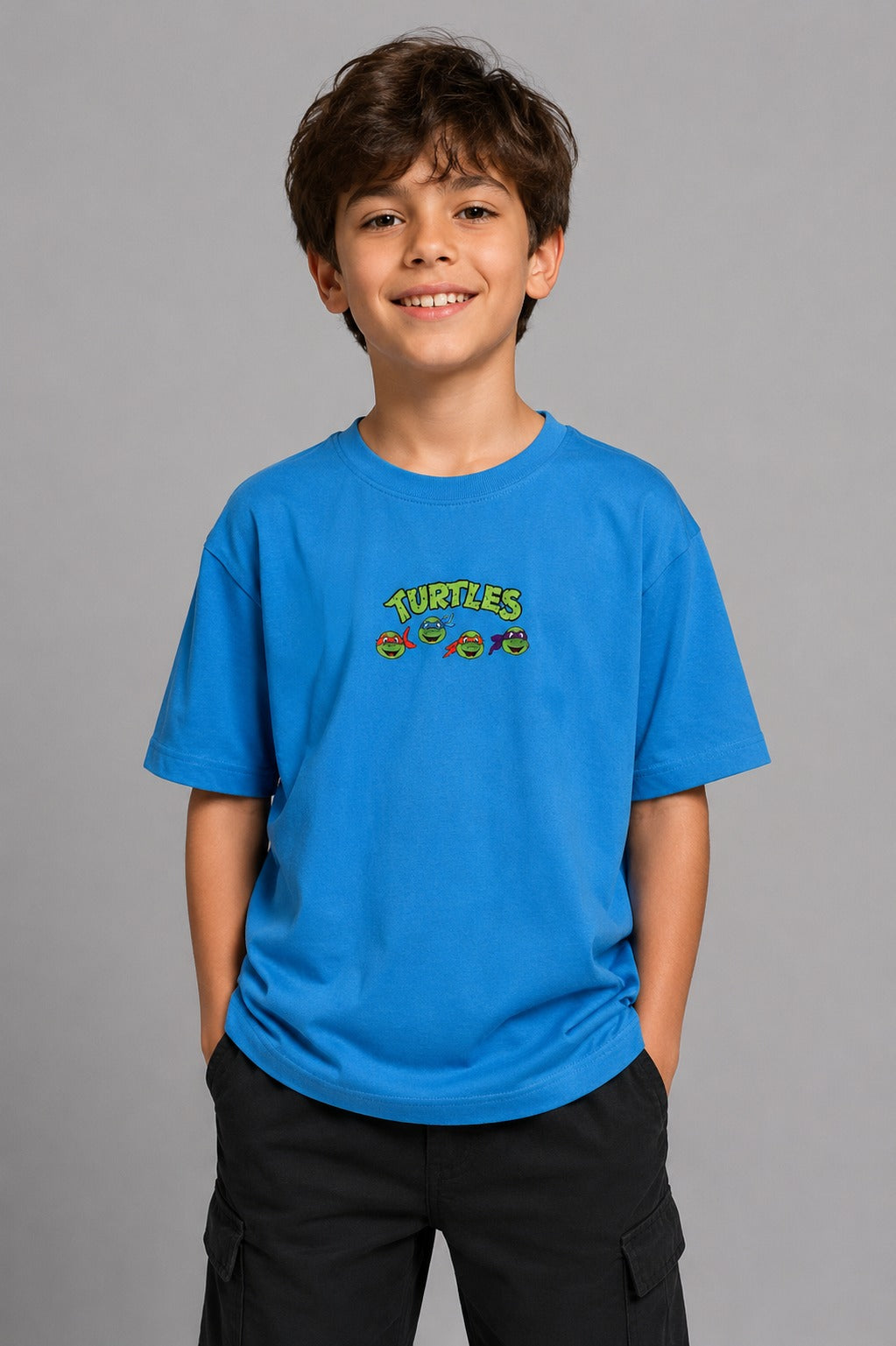 Boys Teenage Mutant Ninja Turtles Graphic T-Shirt – Oversized Casual Cotton Tee in Blue