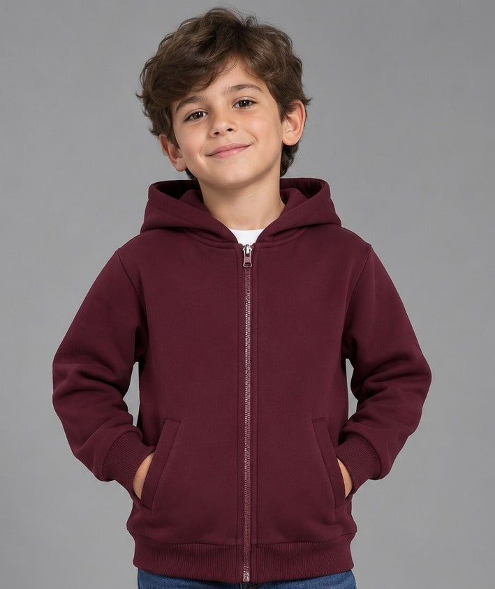 Milton Kids’ burgandy Zip-Up Hoodie – Comfortable Casual School Hoodie
