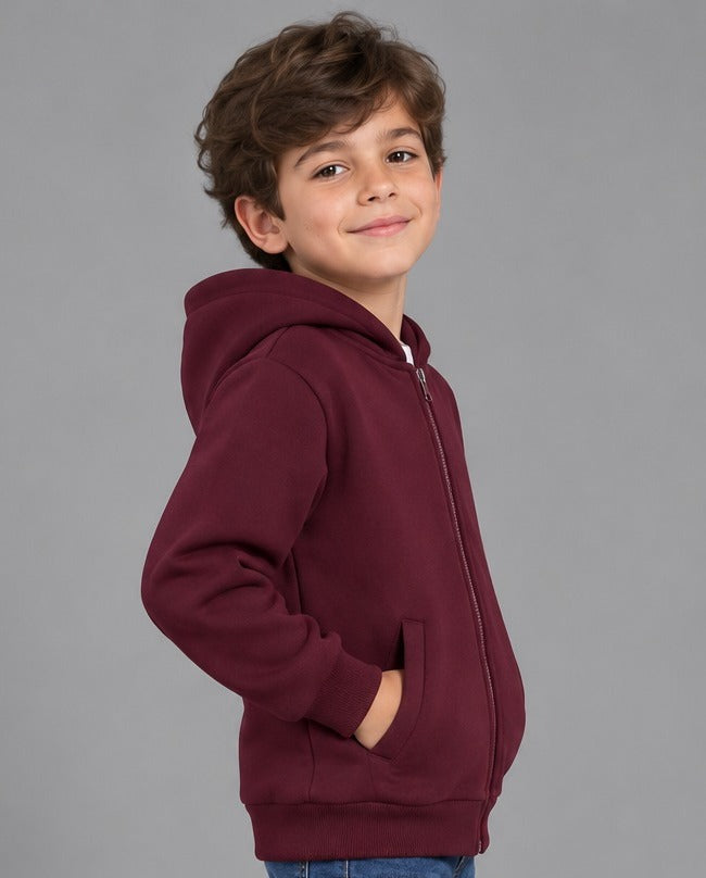 Milton Kids’ burgandy Zip-Up Hoodie – Comfortable Casual School Hoodie
