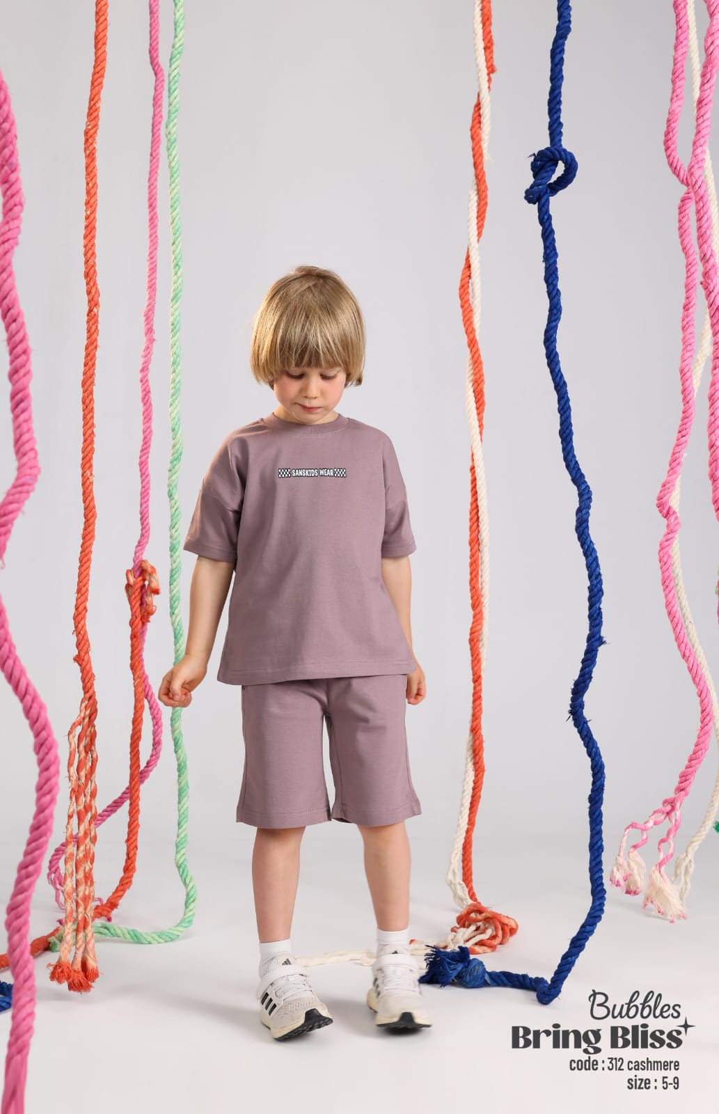 Kids Soft Cotton T-Shirt & Shorts Set – Cashmere Tone | Bubbles Bring Bliss (Sizes 5–9)