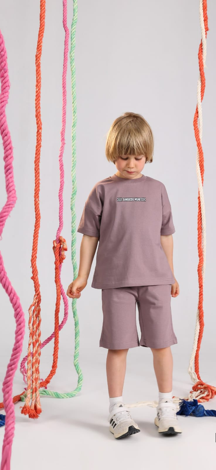 Kids cashmere tone t-shirt and shorts soft cotton casual outfit for ages 5-9 - Bubbles Kidswear Egypt
