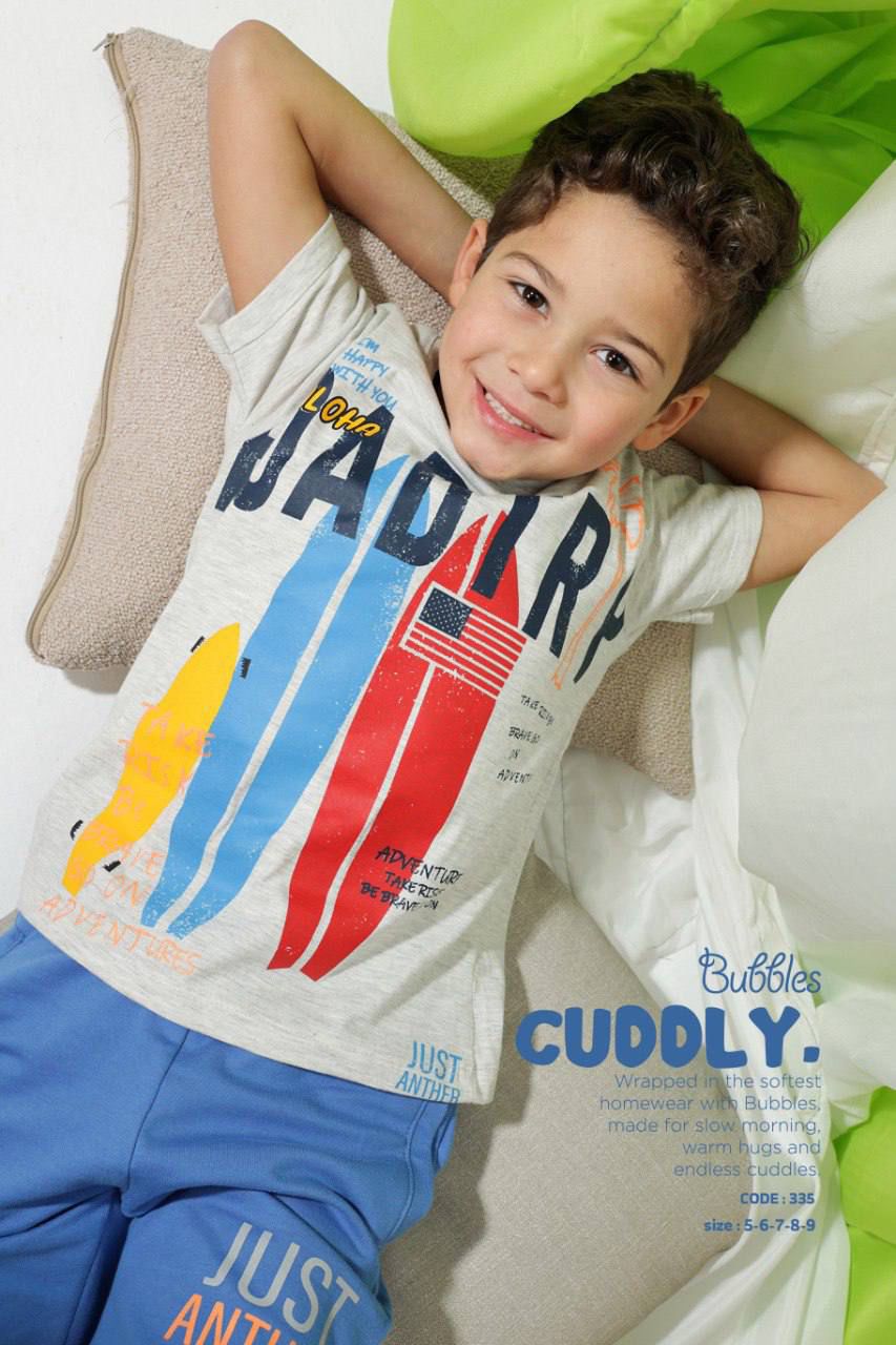 Boys “Happy Summer” Surf Print T-Shirt & Shorts Set – Soft Cotton Kids Outfit (Sizes 5–9)