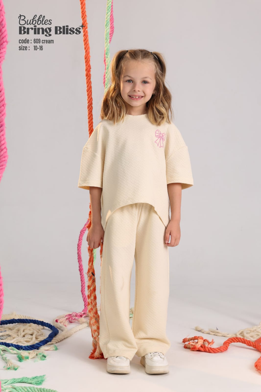 Girls Soft Knit Lounge Set – Short Sleeve Top & Wide-Leg Pants (Ages 10–16)